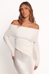 Mavis Off Shoulder Knit Top - Cream