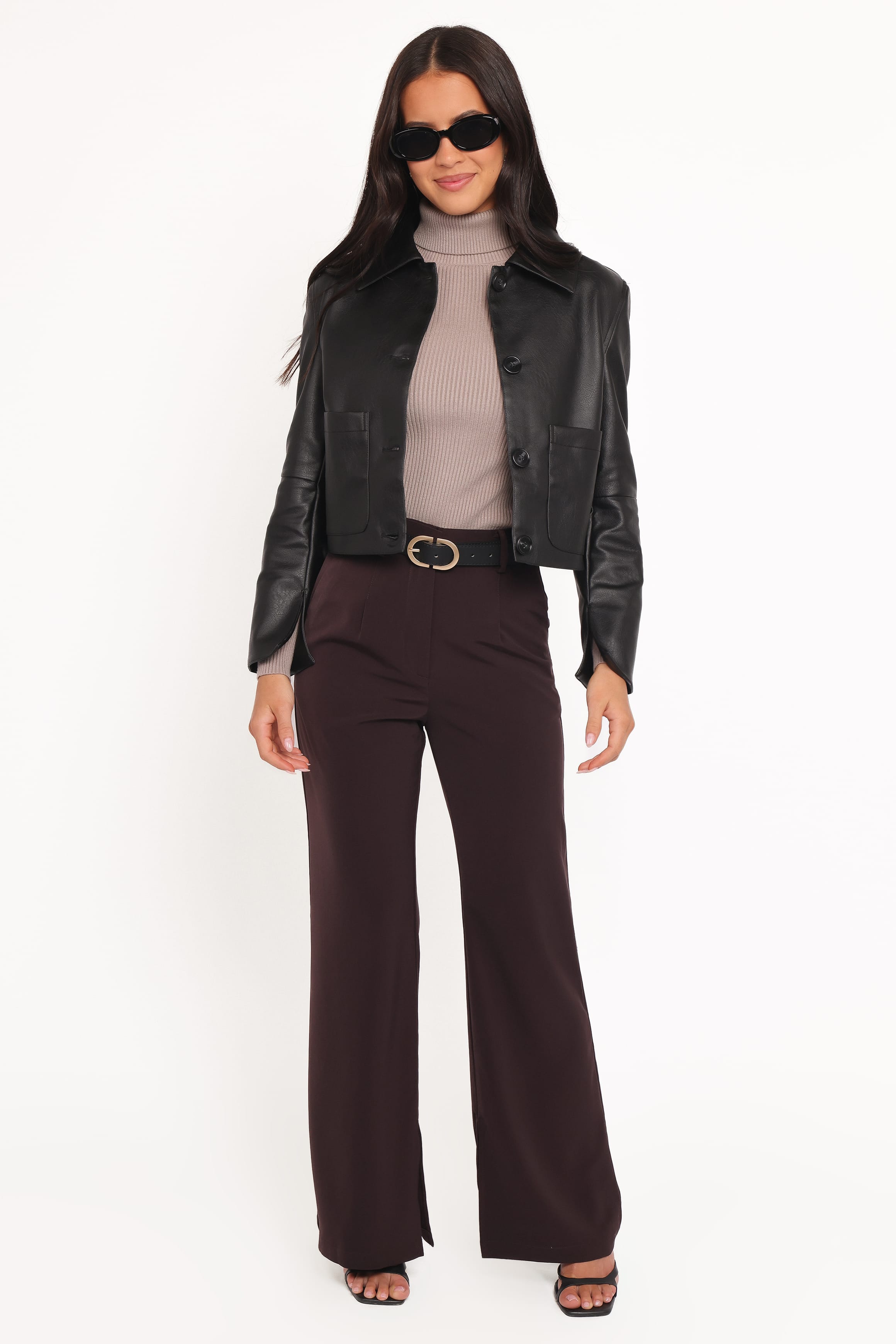 Hope Crop Faux Leather Jacket - Black