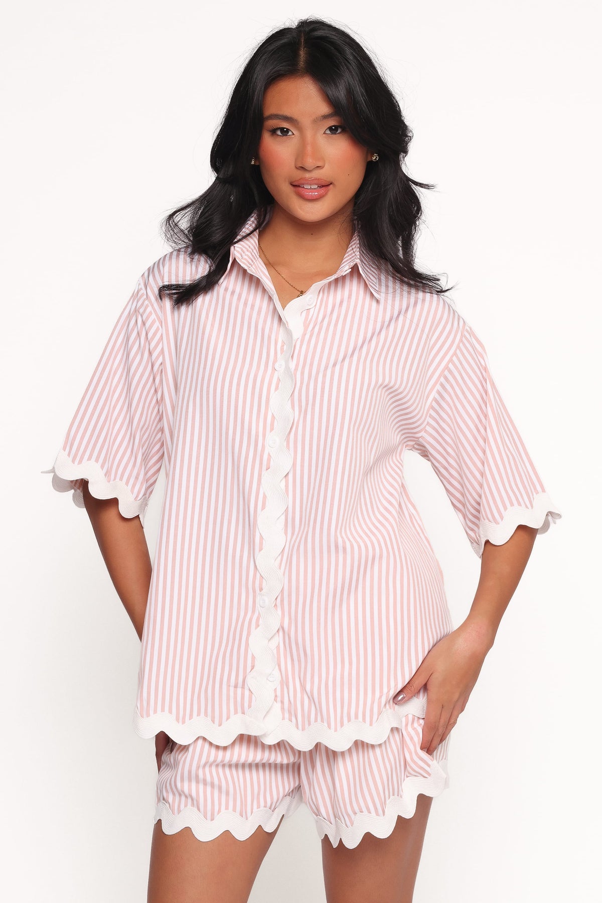 Wilson Short Set - Peach Stripe White