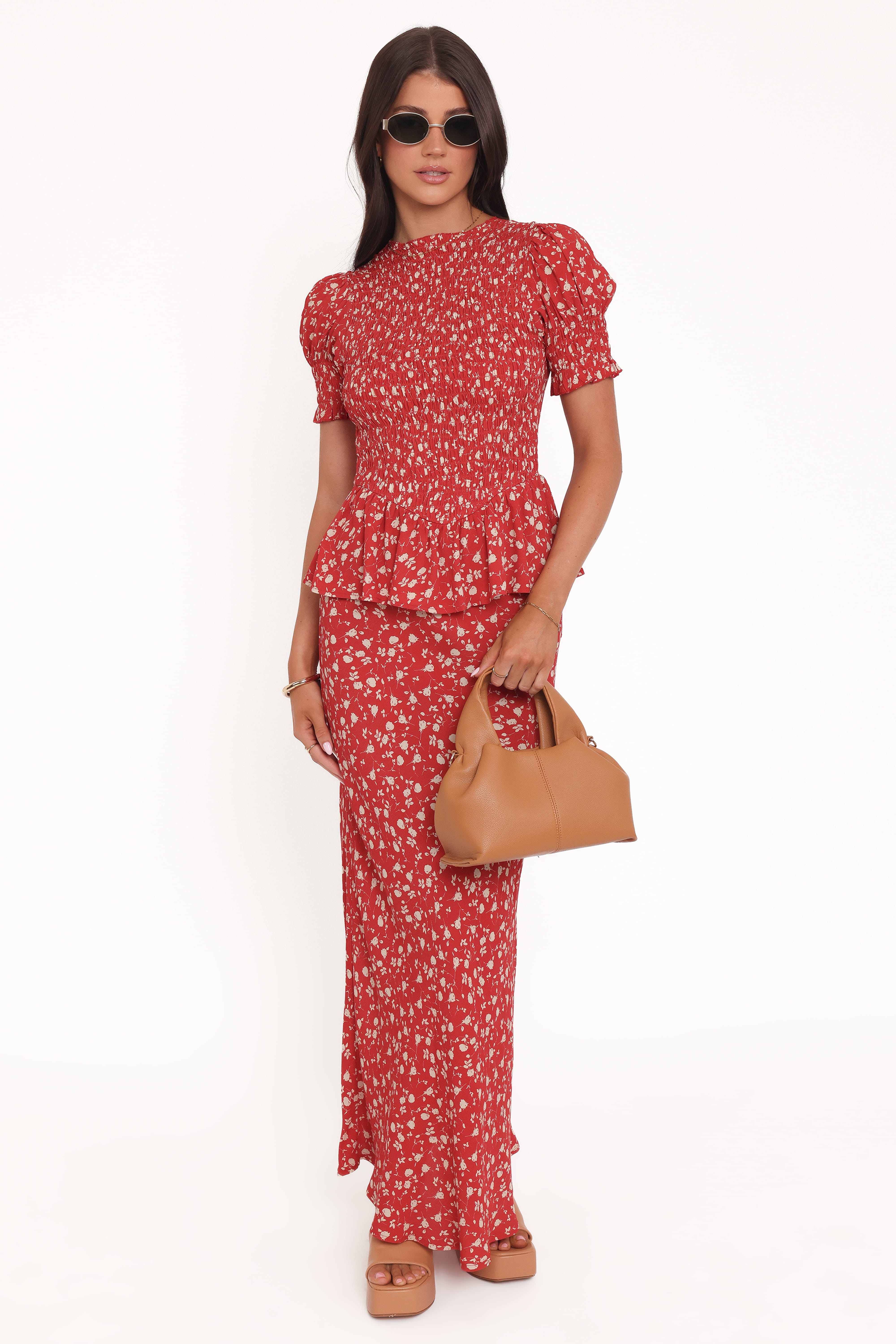 Zoella Peplum Top - Red Floral